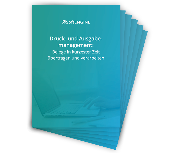 Frontbild Whitepaper von Druck und Ausgabemanagment: Belege in kürzester Zeit übertragen und verarbeiten