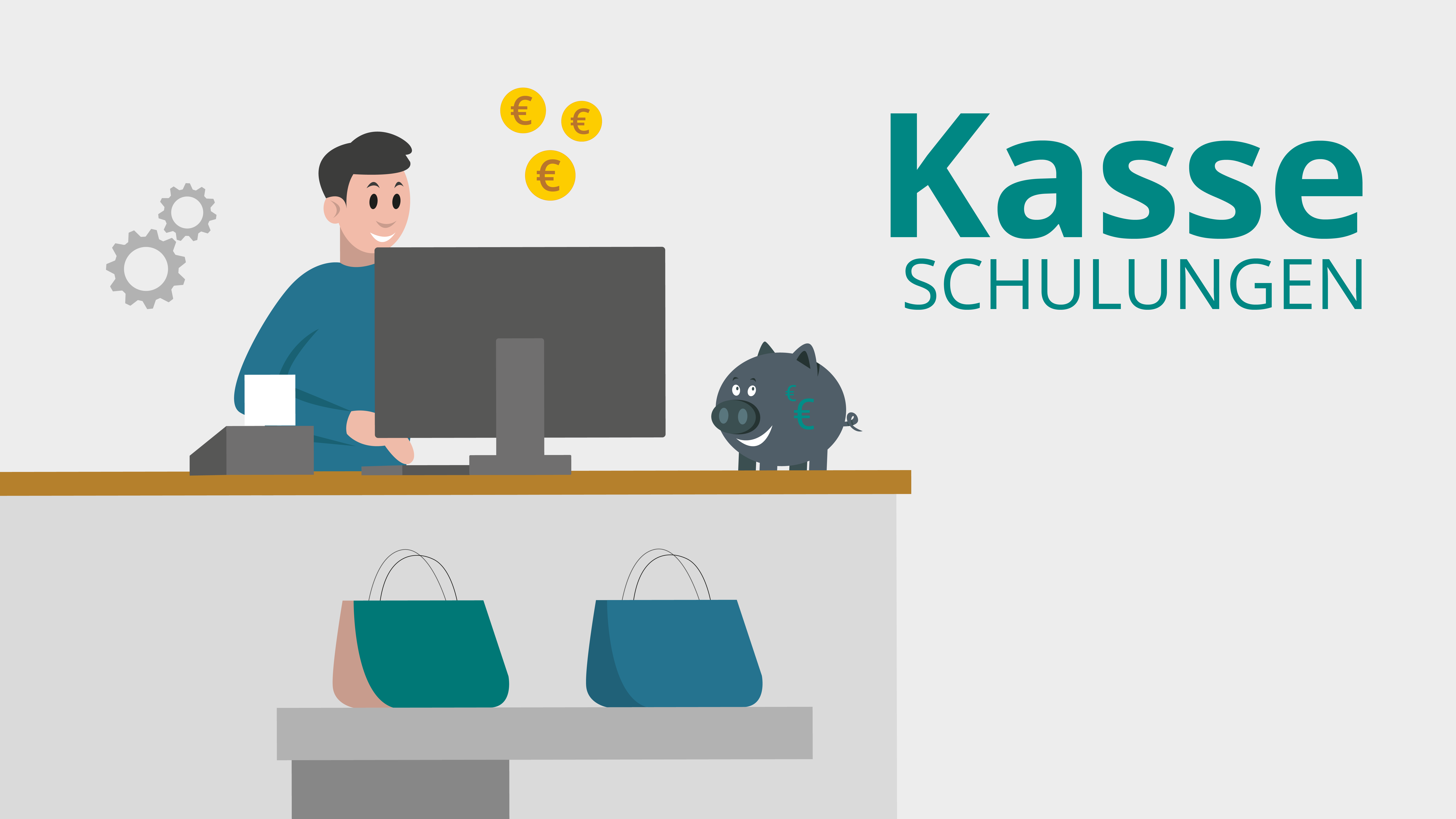 Schulungsbild Mann arbeitet an Kasse
