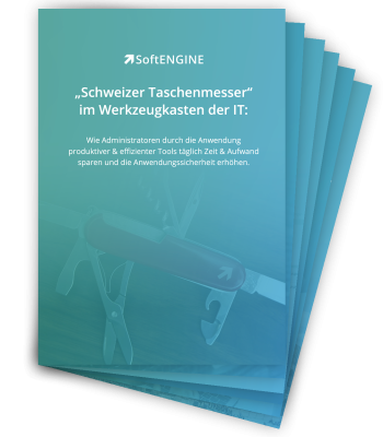 Cover des Whitepapers Schweizer Taschenmesser im Werkzeugkasten der IT- Wie Administratoren durch die Anwendung produktiver und effizienter Tools täglich Zeit und Aufwand sparen und die Anwendungssicherheit erhöhen